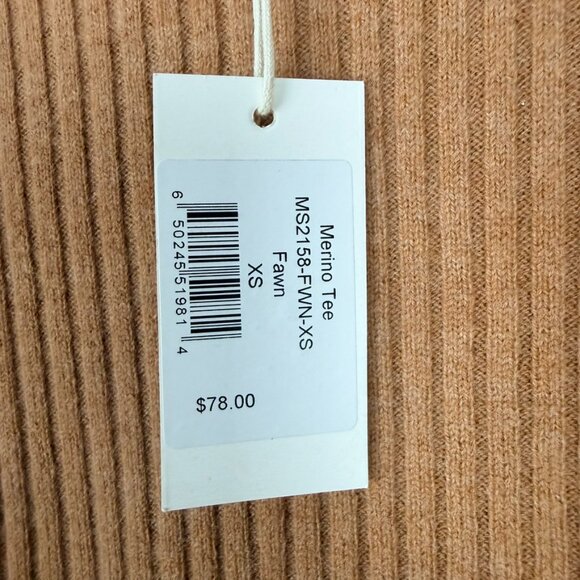 NWT Mollusk California Ribbed Knit Sweater Tee Women's Size XS Fawn Merino Wool - Picture 5 of 10